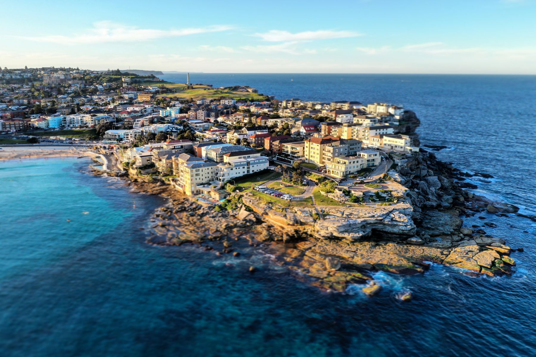 Aerial view of the Bondi coastline in Sydney