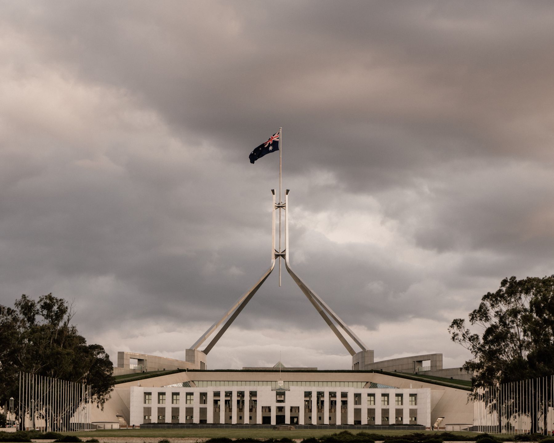 The flag mast of Parliament House, Canberra